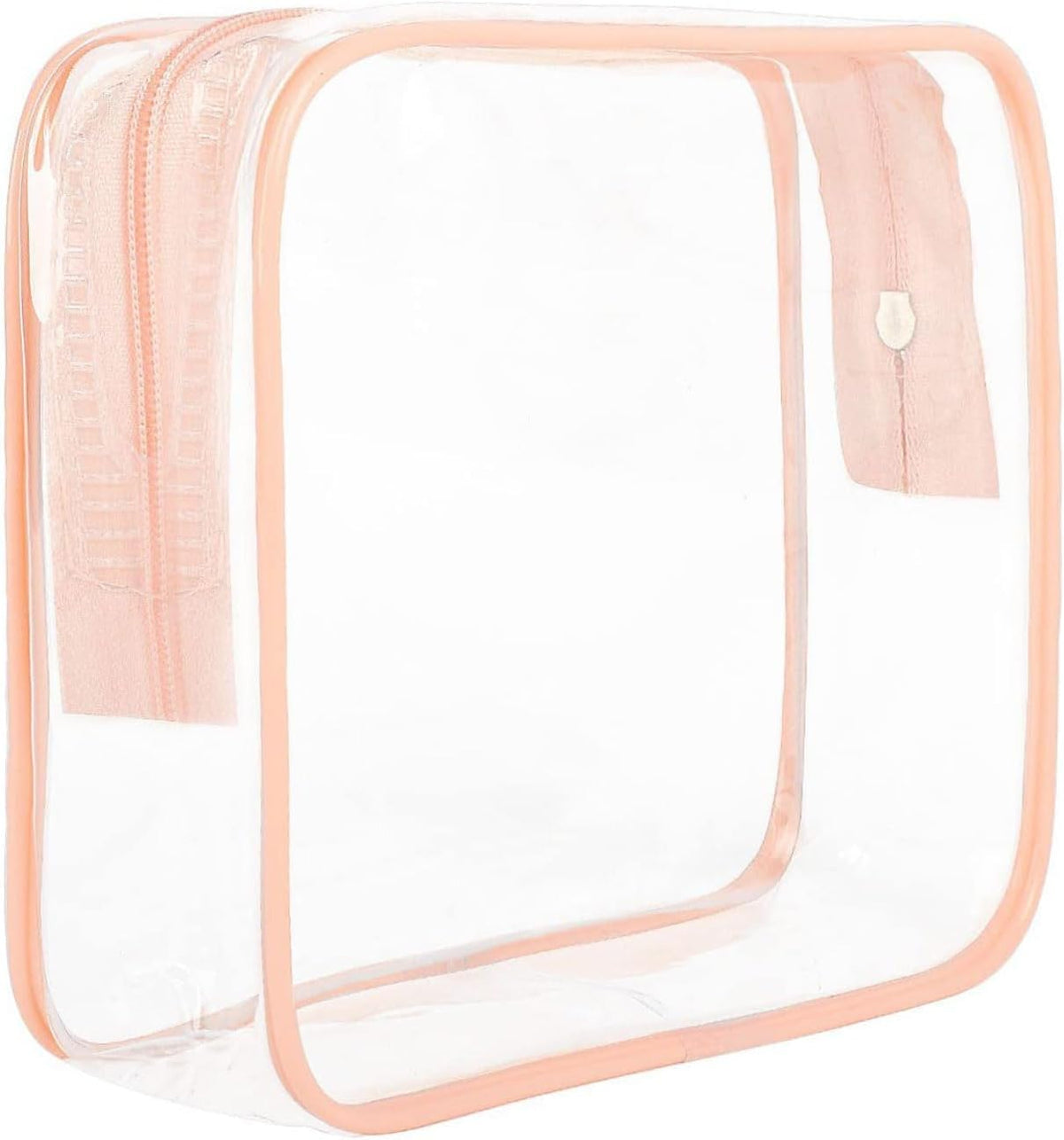 Clear Travel Toiletry Bag TSA Approved Quart Size Travel Bag Airport Carry On Liquid Cosmetic Pouch Clear Shower Bag Transparent Security Toiletry Bags (Pink)