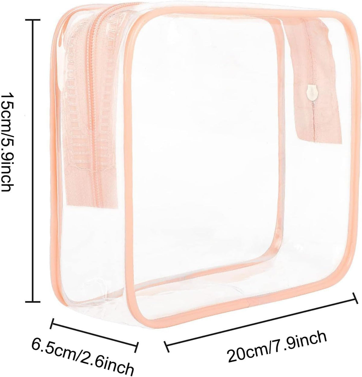 Clear Travel Toiletry Bag TSA Approved Quart Size Travel Bag Airport Carry On Liquid Cosmetic Pouch Clear Shower Bag Transparent Security Toiletry Bags (Pink)