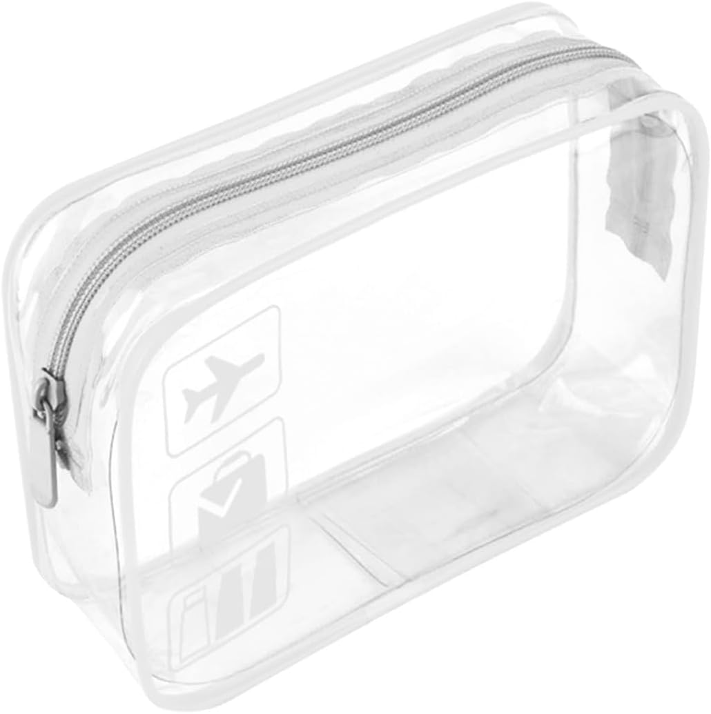 Clear Travel Toiletry Bag TSA Approved Quart Size Travel Bag Airport Carry On Liquid Cosmetic Pouch Clear Shower Bag Transparent Security Toiletry Bags (Pink)
