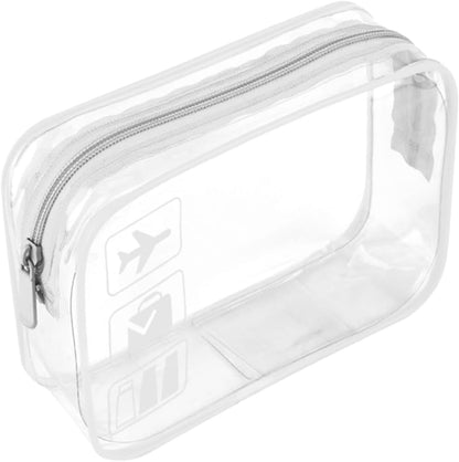 Clear Travel Toiletry Bag TSA Approved Quart Size Travel Bag Airport Carry On Liquid Cosmetic Pouch Clear Shower Bag Transparent Security Toiletry Bags (Pink)