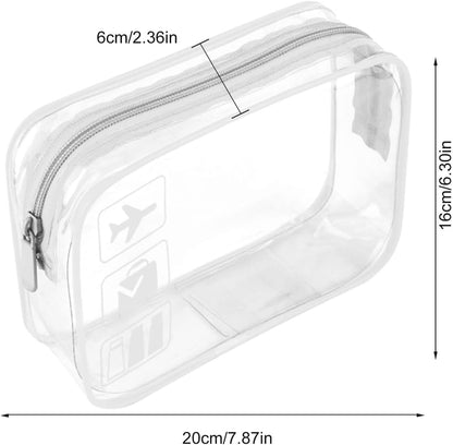 Clear Travel Toiletry Bag TSA Approved Quart Size Travel Bag Airport Carry On Liquid Cosmetic Pouch Clear Shower Bag Transparent Security Toiletry Bags (Pink)
