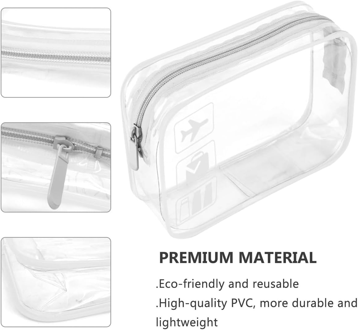 Clear Travel Toiletry Bag TSA Approved Quart Size Travel Bag Airport Carry On Liquid Cosmetic Pouch Clear Shower Bag Transparent Security Toiletry Bags (Pink)