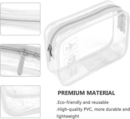 Clear Travel Toiletry Bag TSA Approved Quart Size Travel Bag Airport Carry On Liquid Cosmetic Pouch Clear Shower Bag Transparent Security Toiletry Bags (Pink)