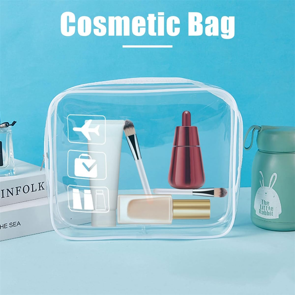 Clear Travel Toiletry Bag TSA Approved Quart Size Travel Bag Airport Carry On Liquid Cosmetic Pouch Clear Shower Bag Transparent Security Toiletry Bags (Pink)