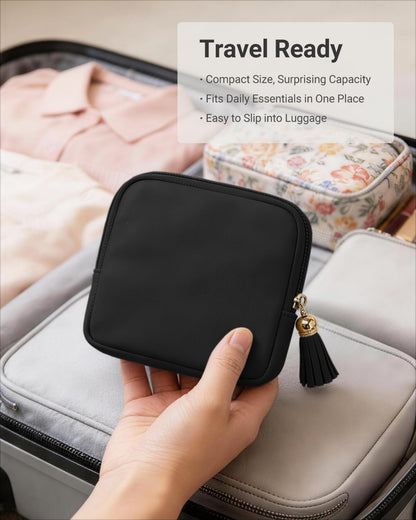 Small Travel Jewelry Case - Soft Vegan Leather Jewelry Organizer Storage Bag for Necklaces, Bracelets, Rings - Compact Jewelry Porch Travel Essentials for Women, Cream White