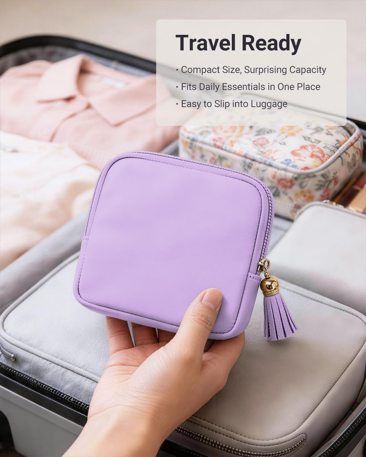 Small Travel Jewelry Case - Soft Vegan Leather Jewelry Organizer Storage Bag for Necklaces, Bracelets, Rings - Compact Jewelry Porch Travel Essentials for Women, Cream White