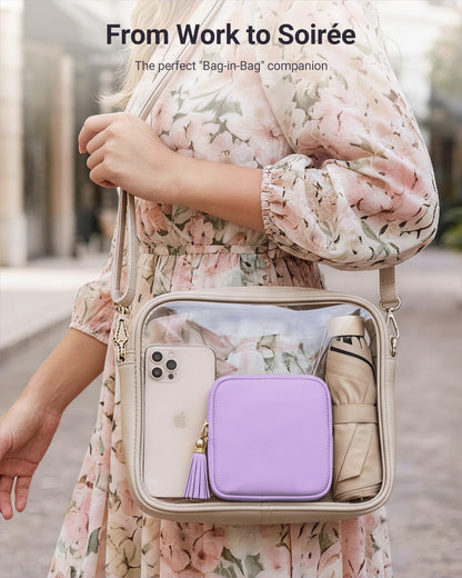 Small Travel Jewelry Case - Soft Vegan Leather Jewelry Organizer Storage Bag for Necklaces, Bracelets, Rings - Compact Jewelry Porch Travel Essentials for Women, Cream White