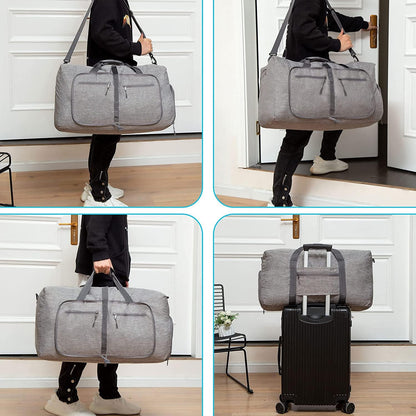 65L/85L/115L Foldable Travel Duffle Bag, Lightweight Checked Luggage with Shoe Compartment, Water-Resistant Weekender Overnight Bag for Men & Women