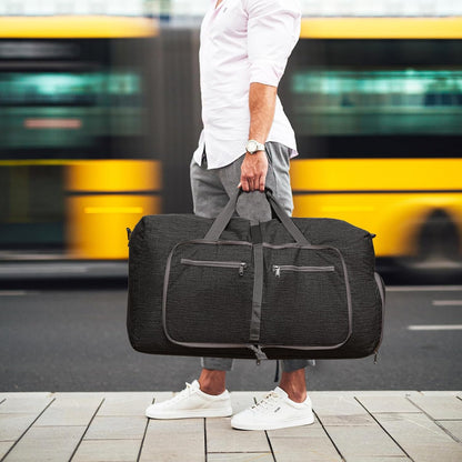 65L/85L/115L Foldable Travel Duffle Bag, Lightweight Checked Luggage with Shoe Compartment, Water-Resistant Weekender Overnight Bag for Men & Women