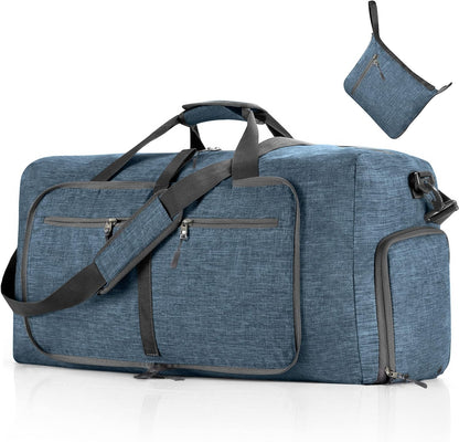 65L/85L/115L Foldable Travel Duffle Bag, Lightweight Checked Luggage with Shoe Compartment, Water-Resistant Weekender Overnight Bag for Men & Women