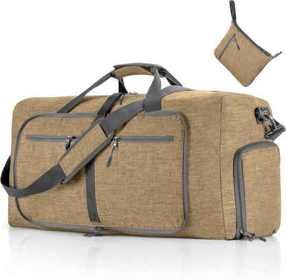 65L/85L/115L Foldable Travel Duffle Bag, Lightweight Checked Luggage with Shoe Compartment, Water-Resistant Weekender Overnight Bag for Men & Women