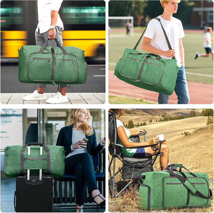 65L/85L/115L Foldable Travel Duffle Bag, Lightweight Checked Luggage with Shoe Compartment, Water-Resistant Weekender Overnight Bag for Men & Women