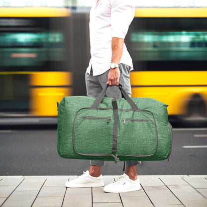 65L/85L/115L Foldable Travel Duffle Bag, Lightweight Checked Luggage with Shoe Compartment, Water-Resistant Weekender Overnight Bag for Men & Women