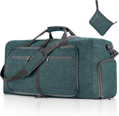 65L/85L/115L Foldable Travel Duffle Bag, Lightweight Checked Luggage with Shoe Compartment, Water-Resistant Weekender Overnight Bag for Men & Women