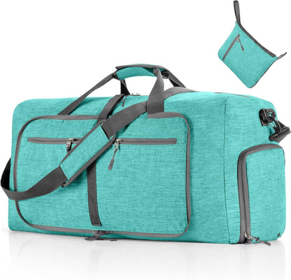 65L/85L/115L Foldable Travel Duffle Bag, Lightweight Checked Luggage with Shoe Compartment, Water-Resistant Weekender Overnight Bag for Men & Women