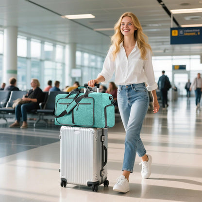 65L/85L/115L Foldable Travel Duffle Bag, Lightweight Checked Luggage with Shoe Compartment, Water-Resistant Weekender Overnight Bag for Men & Women