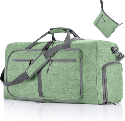 65L/85L/115L Foldable Travel Duffle Bag, Lightweight Checked Luggage with Shoe Compartment, Water-Resistant Weekender Overnight Bag for Men & Women