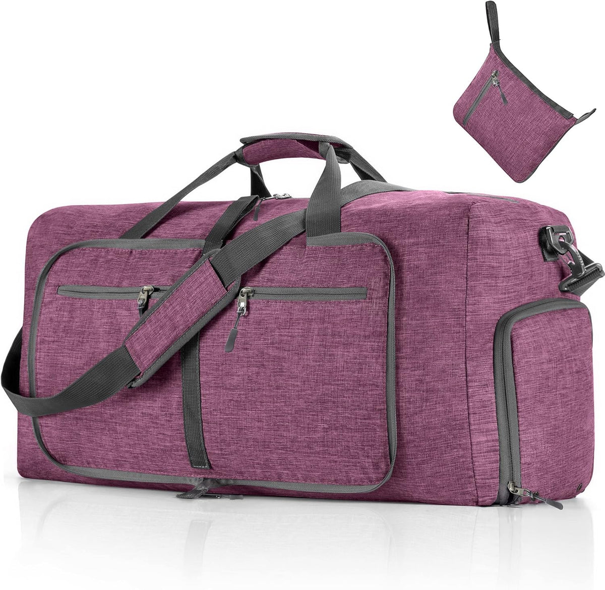 65L/85L/115L Foldable Travel Duffle Bag, Lightweight Checked Luggage with Shoe Compartment, Water-Resistant Weekender Overnight Bag for Men & Women