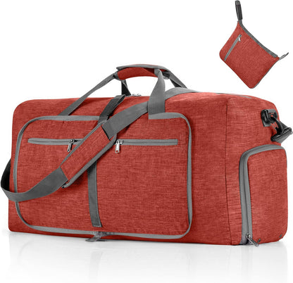 65L/85L/115L Foldable Travel Duffle Bag, Lightweight Checked Luggage with Shoe Compartment, Water-Resistant Weekender Overnight Bag for Men & Women
