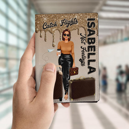 Personalized Name with Custom Woman Leather Passport Wallet Fun Unique Gift for Traveler Custom Travel Accessory Passport Holder Gift for Girl Traveling Lover 75