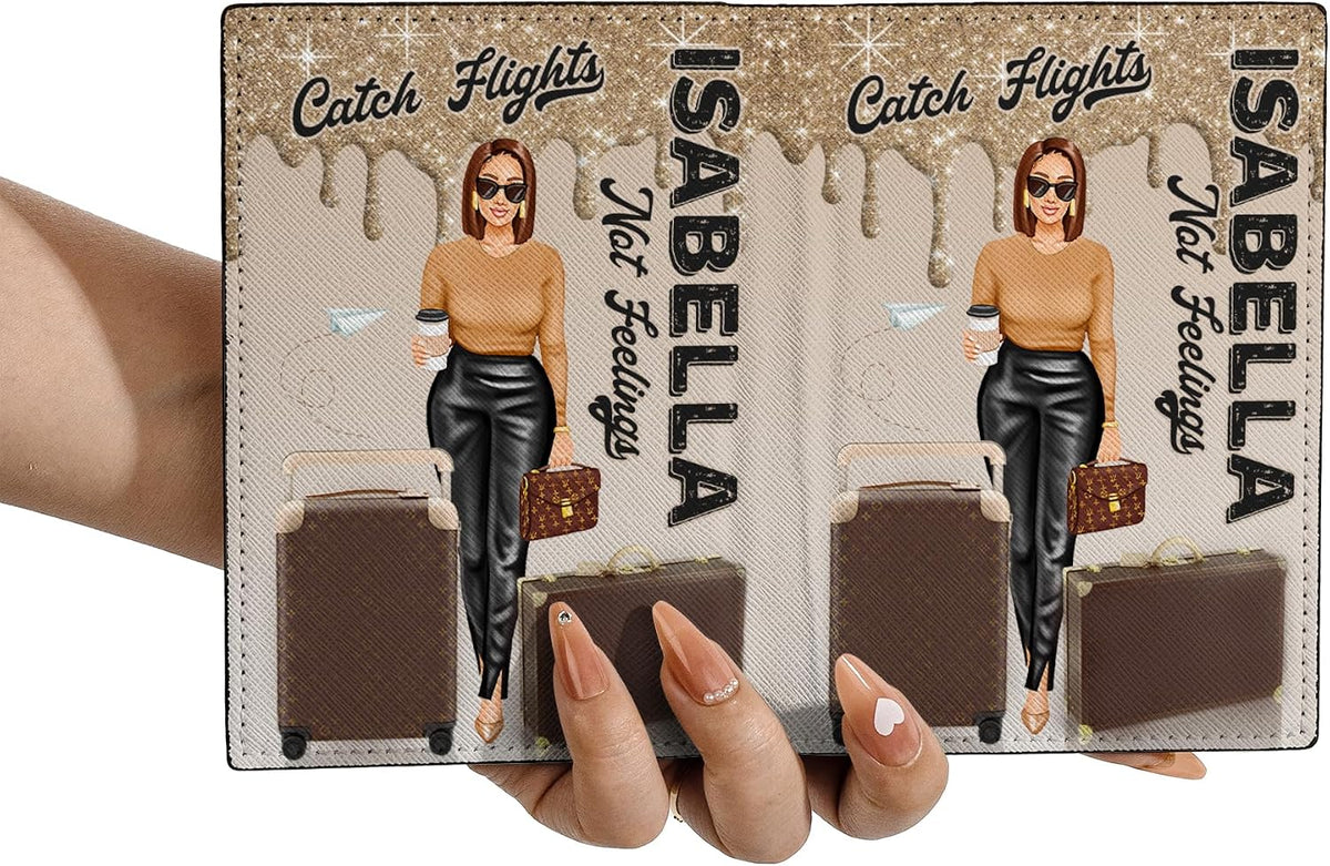 Personalized Name with Custom Woman Leather Passport Wallet Fun Unique Gift for Traveler Custom Travel Accessory Passport Holder Gift for Girl Traveling Lover 75