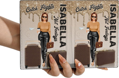 Personalized Name with Custom Woman Leather Passport Wallet Fun Unique Gift for Traveler Custom Travel Accessory Passport Holder Gift for Girl Traveling Lover 75
