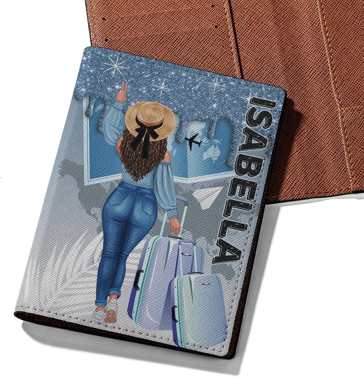 Personalized Name with Custom Woman Leather Passport Wallet Fun Unique Gift for Traveler Custom Travel Accessory Passport Holder Gift for Girl Traveling Lover 75