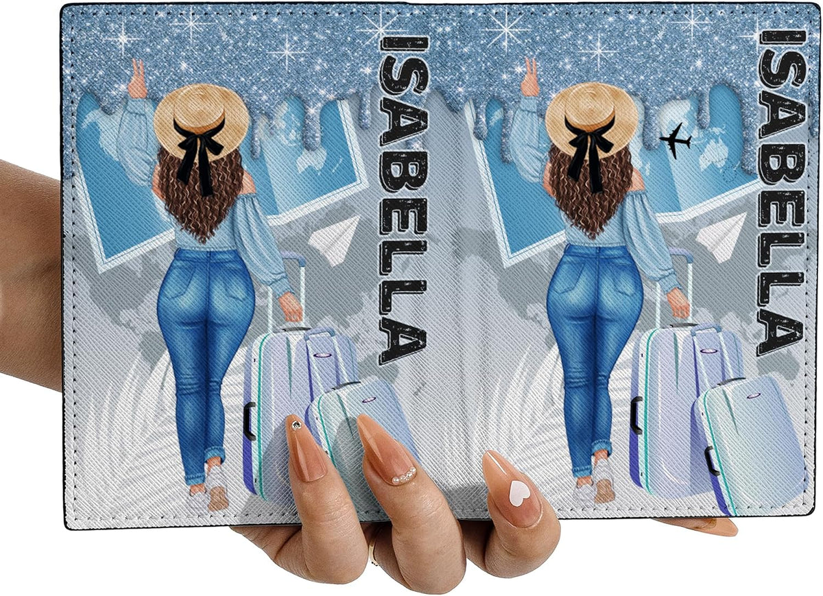 Personalized Name with Custom Woman Leather Passport Wallet Fun Unique Gift for Traveler Custom Travel Accessory Passport Holder Gift for Girl Traveling Lover 75