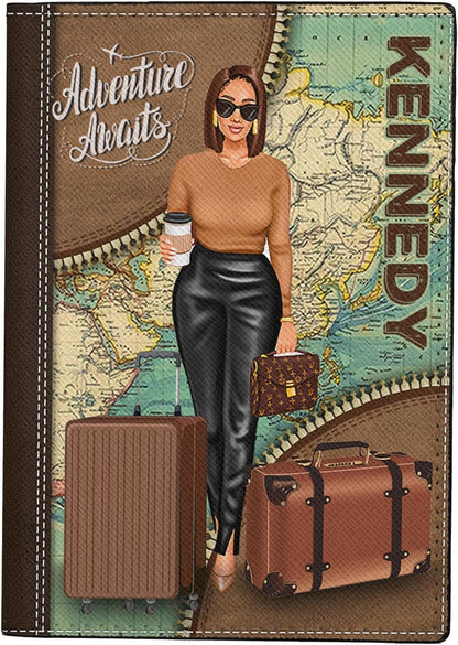 Personalized Name with Custom Woman Leather Passport Wallet Fun Unique Gift for Traveler Custom Travel Accessory Passport Holder Gift for Girl Traveling Lover 75