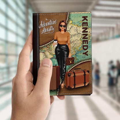 Personalized Name with Custom Woman Leather Passport Wallet Fun Unique Gift for Traveler Custom Travel Accessory Passport Holder Gift for Girl Traveling Lover 75