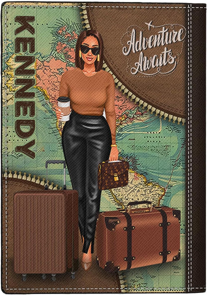 Personalized Name with Custom Woman Leather Passport Wallet Fun Unique Gift for Traveler Custom Travel Accessory Passport Holder Gift for Girl Traveling Lover 75