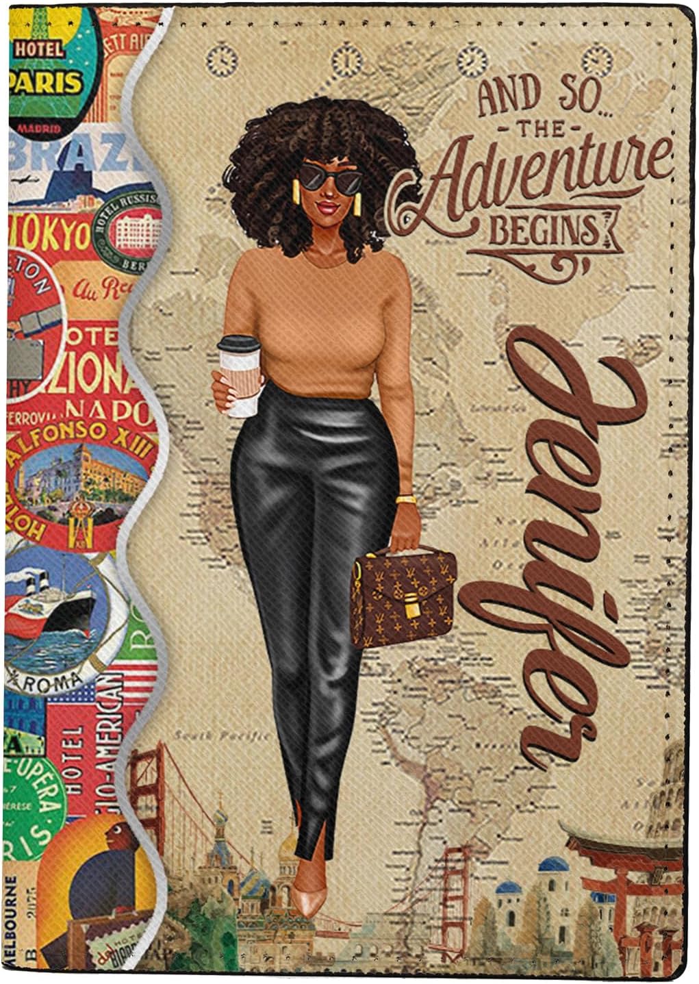 Personalized Name with Custom Woman Leather Passport Wallet Fun Unique Gift for Traveler Custom Travel Accessory Passport Holder Gift for Girl Traveling Lover 75