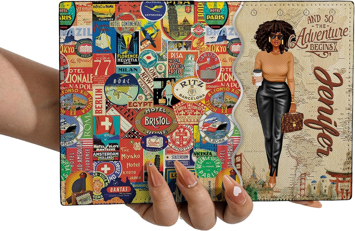 Personalized Name with Custom Woman Leather Passport Wallet Fun Unique Gift for Traveler Custom Travel Accessory Passport Holder Gift for Girl Traveling Lover 75