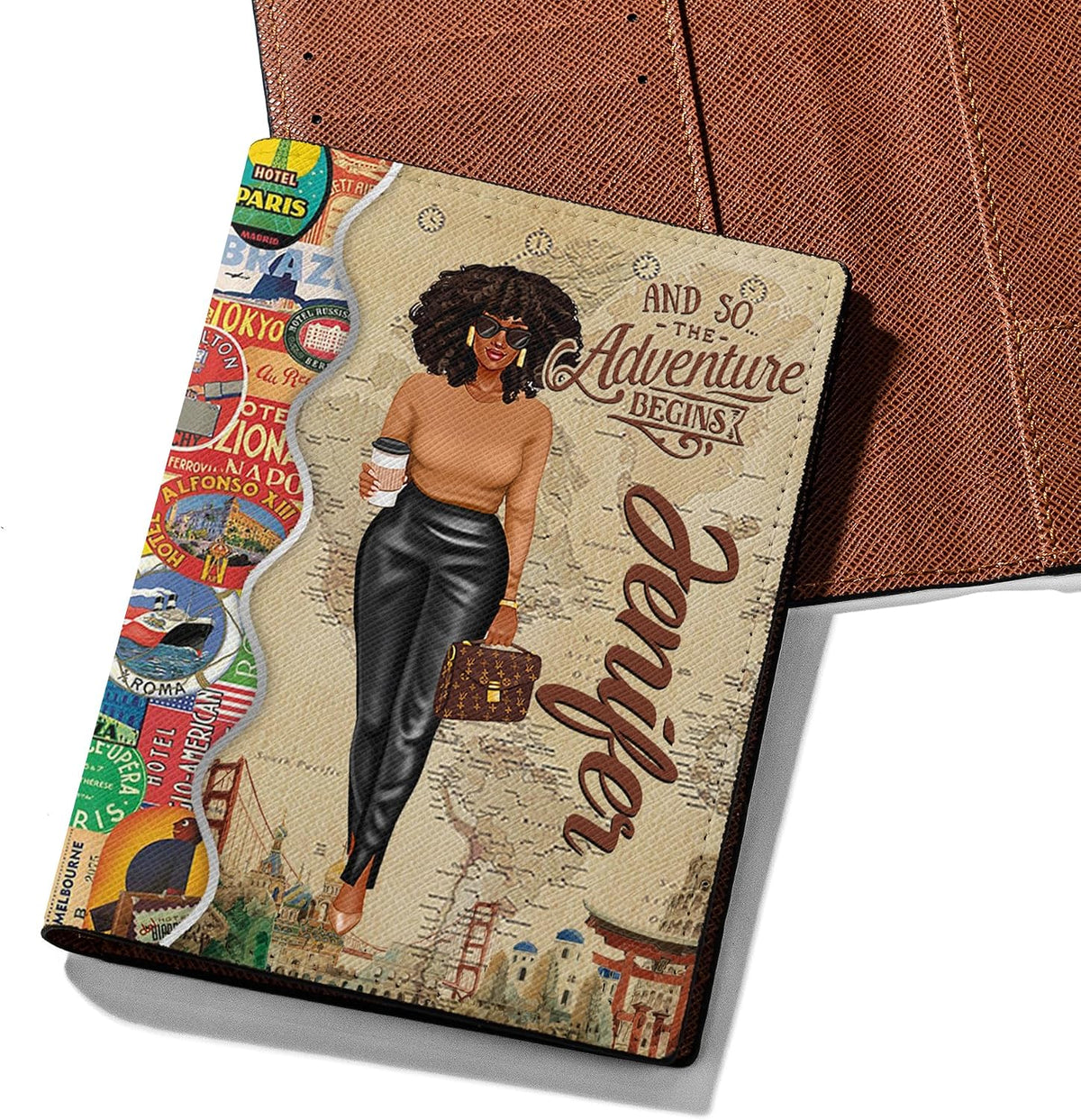 Personalized Name with Custom Woman Leather Passport Wallet Fun Unique Gift for Traveler Custom Travel Accessory Passport Holder Gift for Girl Traveling Lover 75