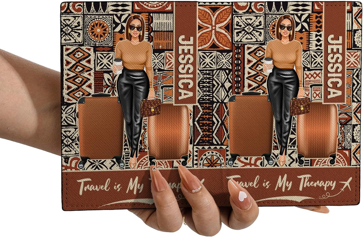 Personalized Name with Custom Woman Leather Passport Wallet Fun Unique Gift for Traveler Custom Travel Accessory Passport Holder Gift for Girl Traveling Lover 75