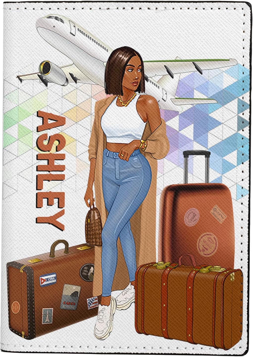 Personalized Name with Custom Woman Leather Passport Wallet Fun Unique Gift for Traveler Custom Travel Accessory Passport Holder Gift for Girl Traveling Lover 75