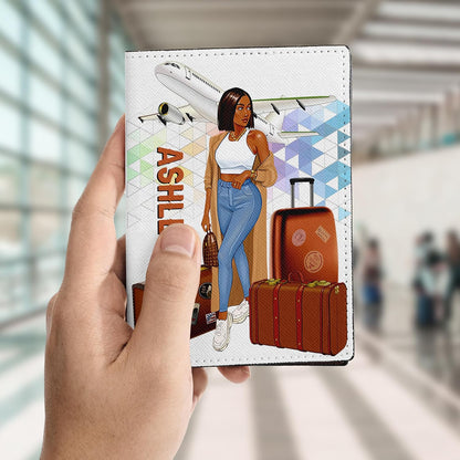 Personalized Name with Custom Woman Leather Passport Wallet Fun Unique Gift for Traveler Custom Travel Accessory Passport Holder Gift for Girl Traveling Lover 75