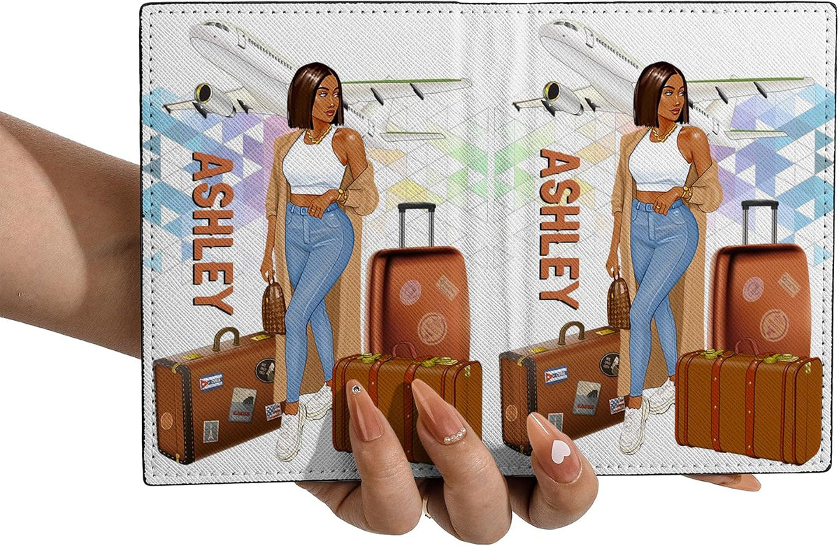 Personalized Name with Custom Woman Leather Passport Wallet Fun Unique Gift for Traveler Custom Travel Accessory Passport Holder Gift for Girl Traveling Lover 75