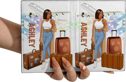 Personalized Name with Custom Woman Leather Passport Wallet Fun Unique Gift for Traveler Custom Travel Accessory Passport Holder Gift for Girl Traveling Lover 75