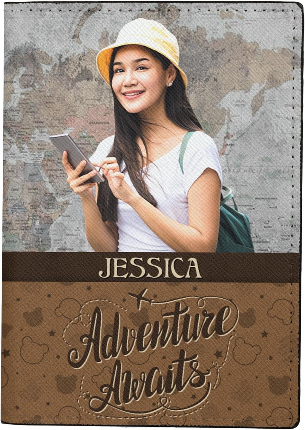 Personalized Name with Custom Woman Leather Passport Wallet Fun Unique Gift for Traveler Custom Travel Accessory Passport Holder Gift for Girl Traveling Lover 75