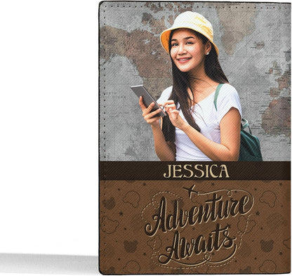 Personalized Name with Custom Woman Leather Passport Wallet Fun Unique Gift for Traveler Custom Travel Accessory Passport Holder Gift for Girl Traveling Lover 75