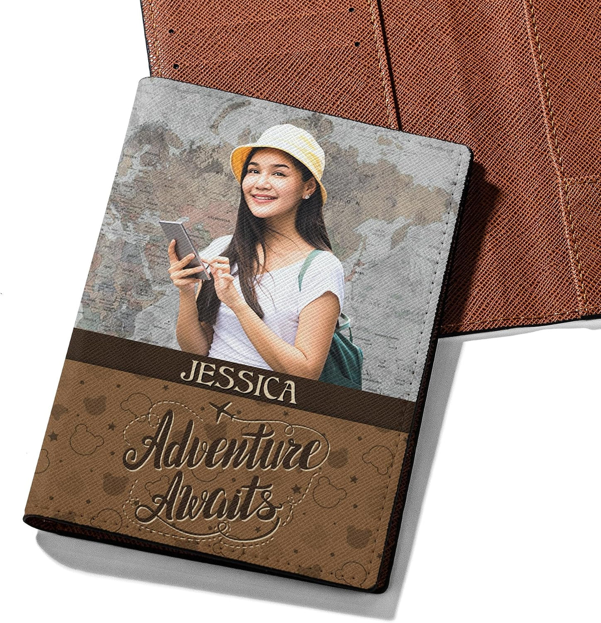 Personalized Name with Custom Woman Leather Passport Wallet Fun Unique Gift for Traveler Custom Travel Accessory Passport Holder Gift for Girl Traveling Lover 75