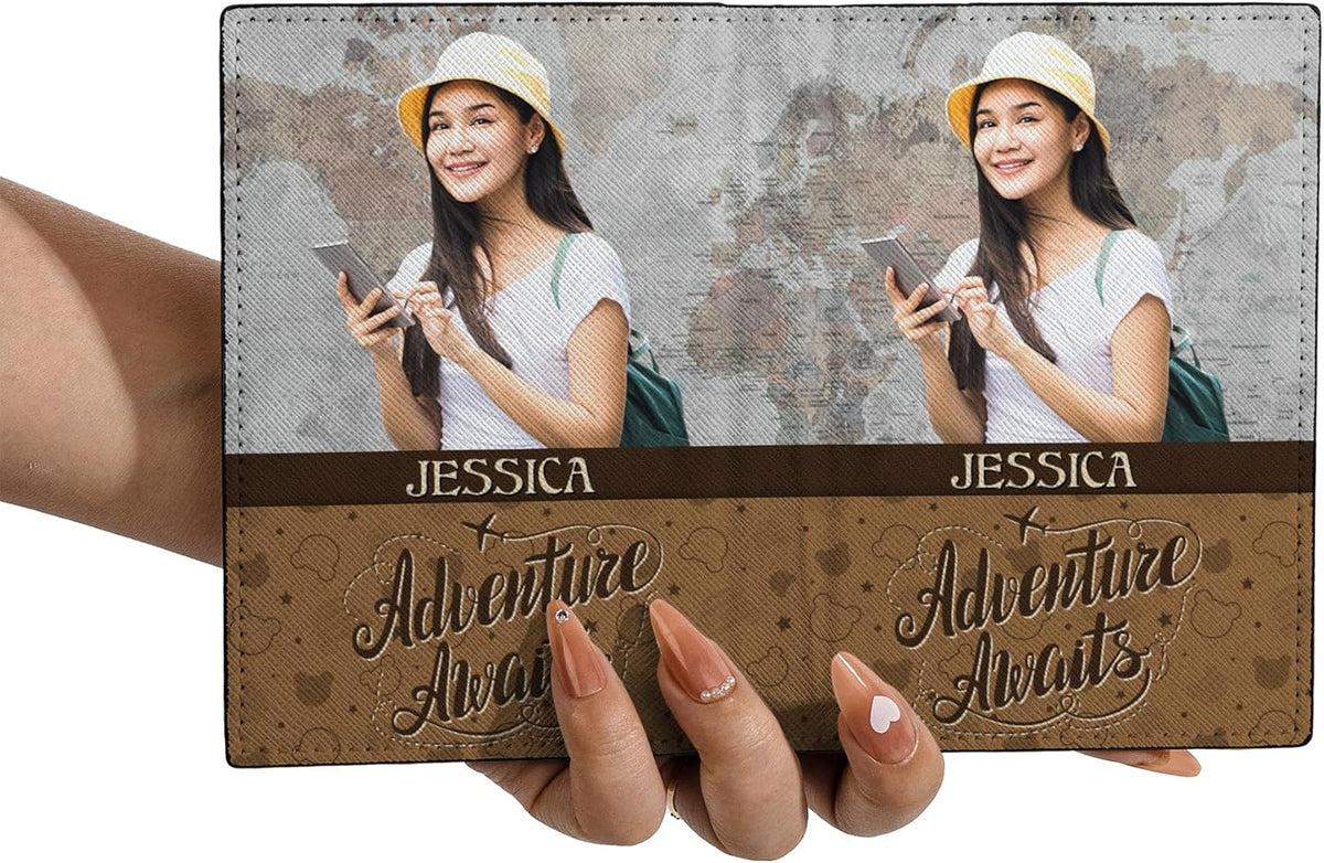 Personalized Name with Custom Woman Leather Passport Wallet Fun Unique Gift for Traveler Custom Travel Accessory Passport Holder Gift for Girl Traveling Lover 75