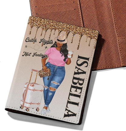 Personalized Name with Custom Woman Leather Passport Wallet Fun Unique Gift for Traveler Custom Travel Accessory Passport Holder Gift for Girl Traveling Lover 75