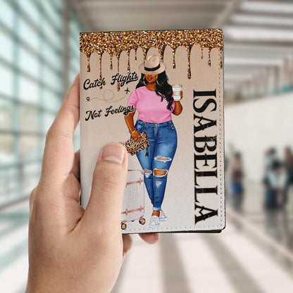 Personalized Name with Custom Woman Leather Passport Wallet Fun Unique Gift for Traveler Custom Travel Accessory Passport Holder Gift for Girl Traveling Lover 75
