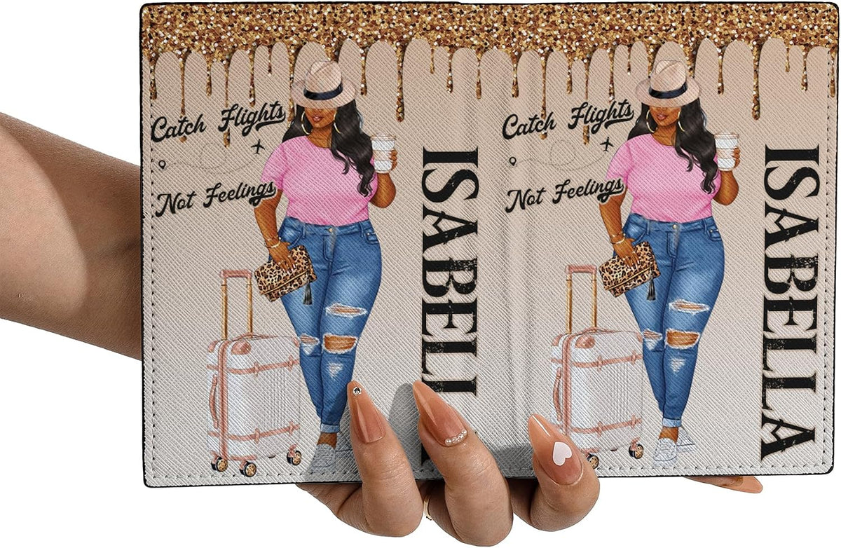 Personalized Name with Custom Woman Leather Passport Wallet Fun Unique Gift for Traveler Custom Travel Accessory Passport Holder Gift for Girl Traveling Lover 75