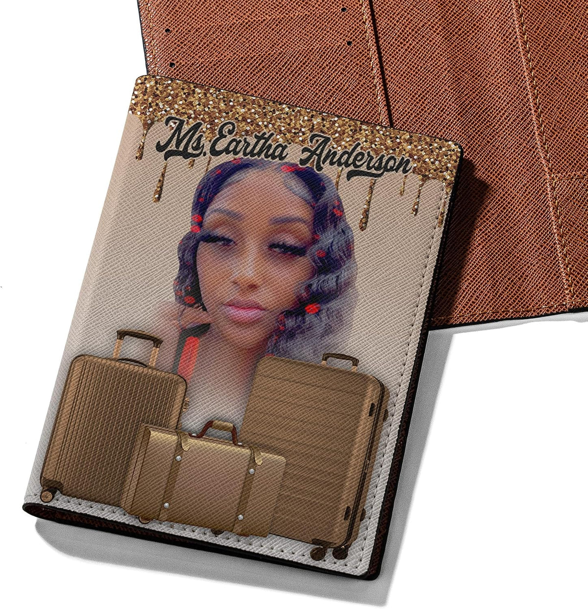 Personalized Name with Custom Woman Leather Passport Wallet Fun Unique Gift for Traveler Custom Travel Accessory Passport Holder Gift for Girl Traveling Lover 75