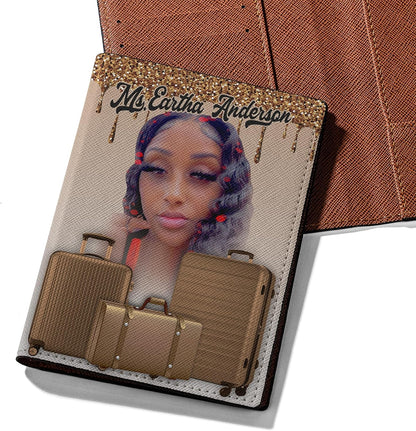 Personalized Name with Custom Woman Leather Passport Wallet Fun Unique Gift for Traveler Custom Travel Accessory Passport Holder Gift for Girl Traveling Lover 75