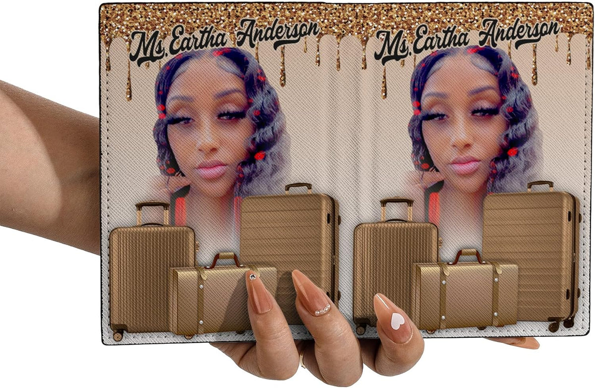 Personalized Name with Custom Woman Leather Passport Wallet Fun Unique Gift for Traveler Custom Travel Accessory Passport Holder Gift for Girl Traveling Lover 75