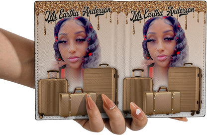Personalized Name with Custom Woman Leather Passport Wallet Fun Unique Gift for Traveler Custom Travel Accessory Passport Holder Gift for Girl Traveling Lover 75